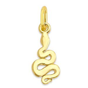 Solid 14k Gold Snake Charm with Jump Ring for Bracelet or Necklace